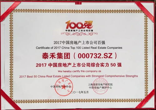 泰禾集团荣膺2017中国上市房企资本运营5强